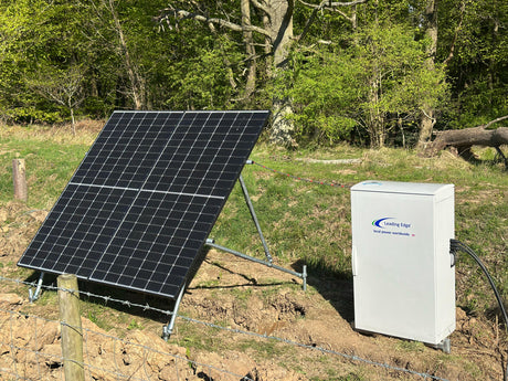 Leading Edge Power cabinet and solar panels complete off-grid system