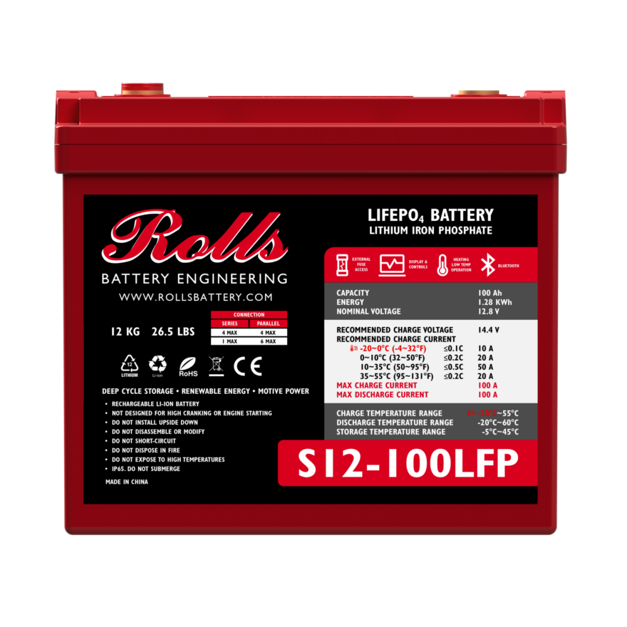 Lithium S12-100 LFP Rolls Battery 100AH